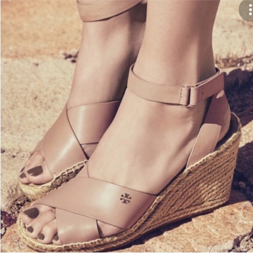 Tory Burch Bima Nude Wedge Espadrilles